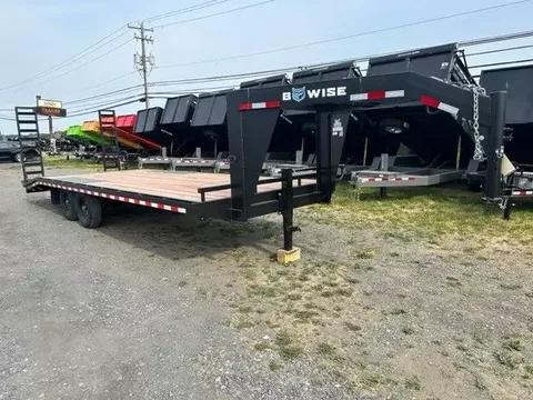 BWise 8.5 x 24 Gooseneck Equipment Trailer – Ladder Ramps – photo 1